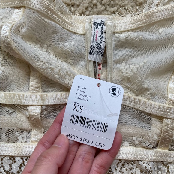 Free People NWT Lace Bustier Intimate Bralette Ivory Layer in Lace Size XS - Picture 9 of 9